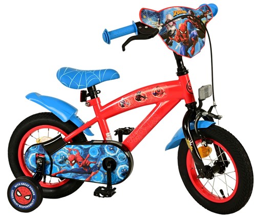 Yipeeh Spider-man kinderfiets - jongens - 12 inch - blauw/rood afbeelding