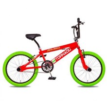 Tornado 20" FREESTYLE Fiets Rood Groene banden 2000016