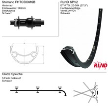 Achterwiel 27.5" 25-584 Zwart TA Centerl. Microspl RLND SPV2